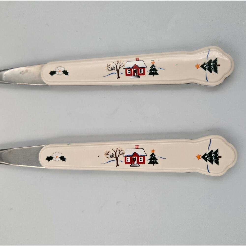 Two Pfaltzgraff 8" Snow Village Stainless Steel Dinner Forks Replacements - Picture 2 of 6